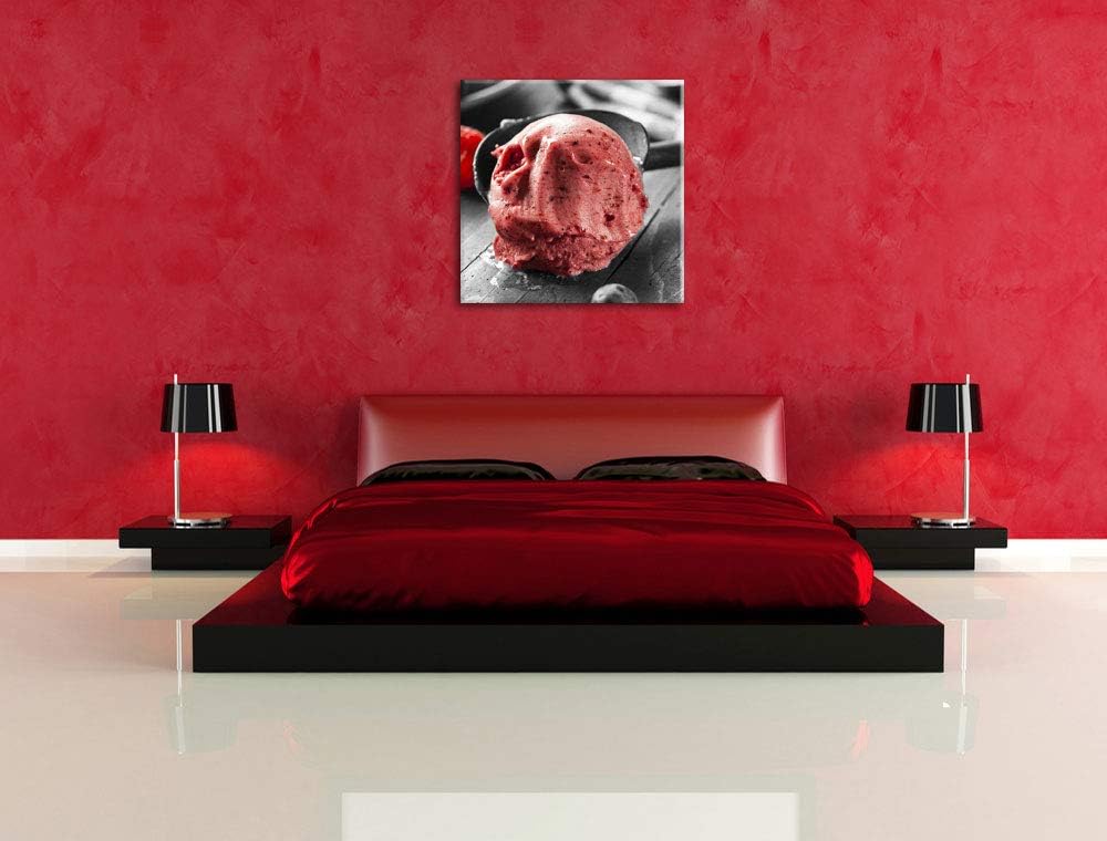 Pixxprint Selbstgemachtes Himbeereis als Leinwandbild/Grösse: 70x70 cm/Wandbild/Kunstdruck/fertig be