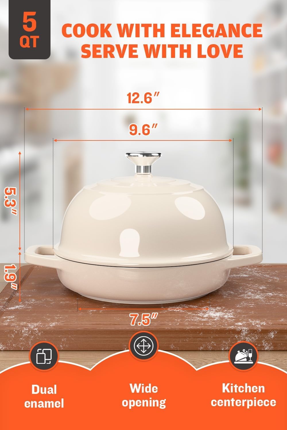 GFTIME Gusseisen Topf Brot Backen, Schmortopf Gusseisen Topf mit Deckel, Dutch Oven Brotbacktopf mit