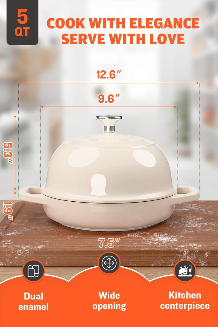 GFTIME Gusseisen Topf Brot Backen, Schmortopf Gusseisen Topf mit Deckel, Dutch Oven Brotbacktopf mit