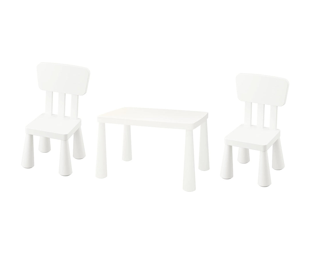 IKEA MAMMUT Kindertisch für drinnen und draussen mit 2 Stühlen [weiss]