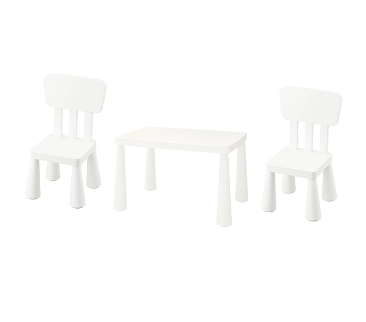 IKEA MAMMUT Kindertisch für drinnen und draussen mit 2 Stühlen [weiss]