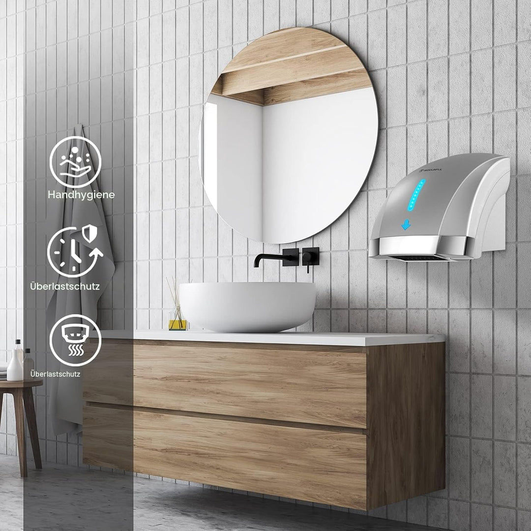 modunful Automatischer Handtrockner Elektrischer Wandmontage Infrarotsensor Händetrockner für Badezi