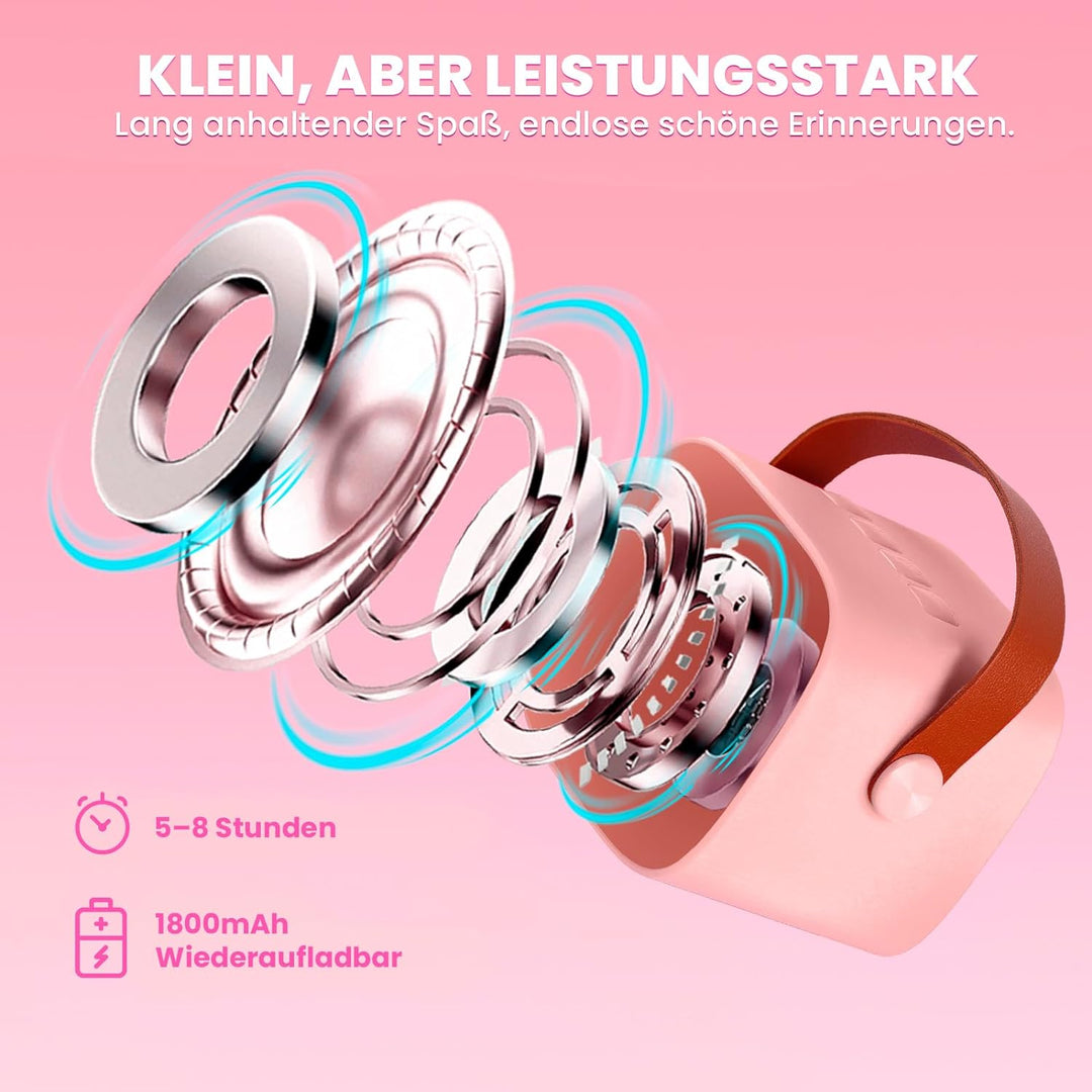 Karaoke Maschine mit 2 Drahtlosen Mikrofonen, Wowstar Tragbares Bluetooth Karaoke Maschine für Kinde