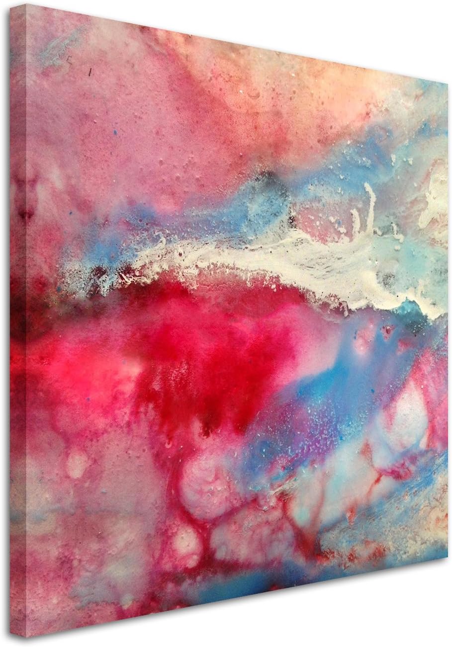 Sinus Art Wandbild 90x90cm Handgemaltes buntes Aquarell auf Leinwand für Wohnzimmer, Büro, Schlafzim