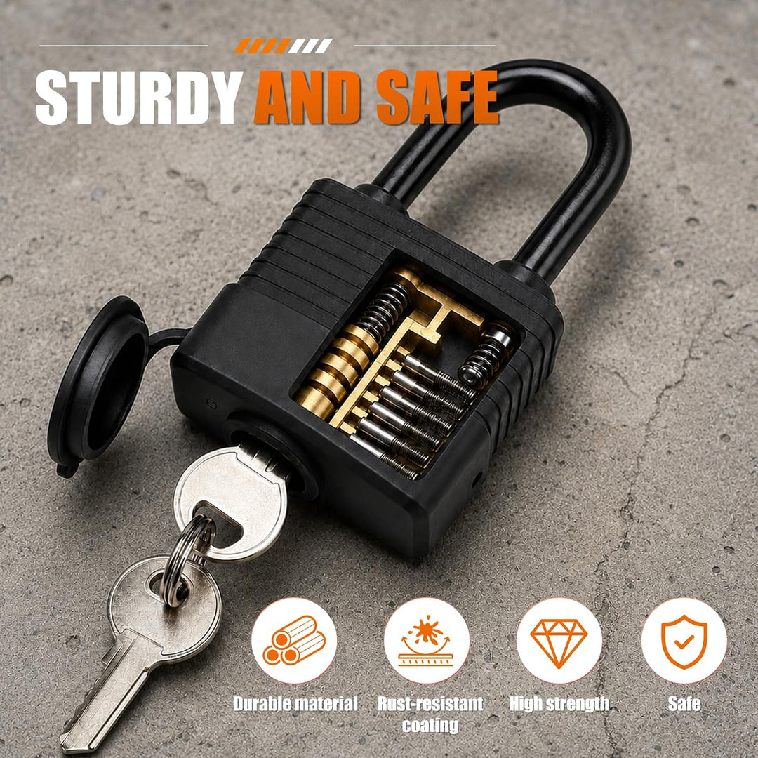 Vorhängeschloss Schloss Padlock Vorhangschloss | 6 Stück mit 18 Schlüssel Wetterfest Messing Gleichs
