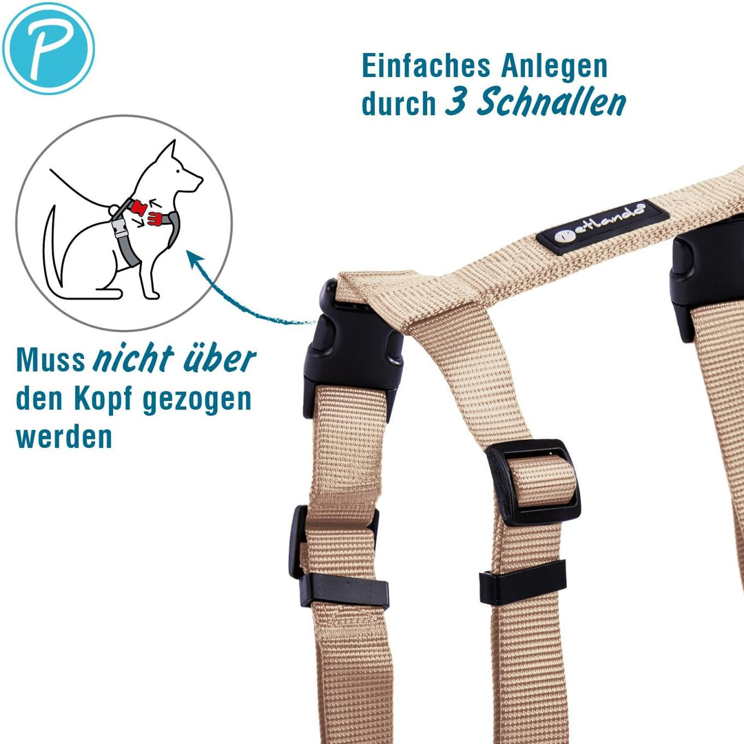 Petlando Hundegeschirr leicht anzulegen ohne Über-Kopf-Ziehen, Basic Comfort Brustgeschirr stufenlos