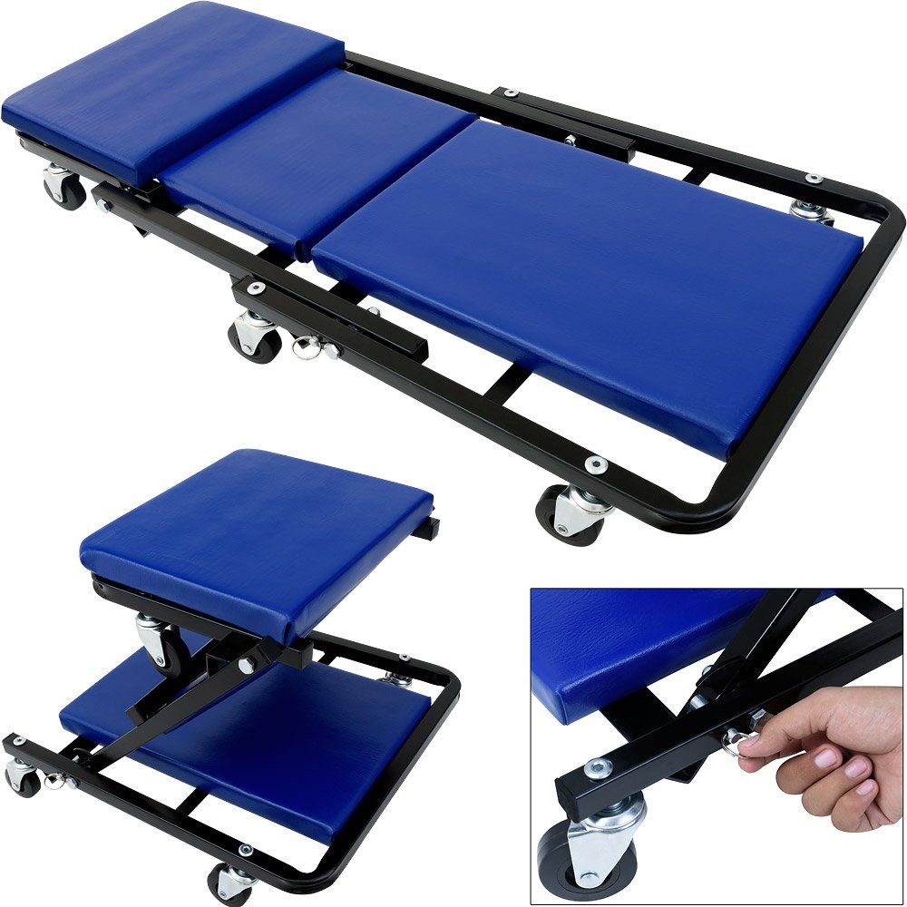 Deuba 2in1 KFZ Rollbrett Werkstatthocker bis 150kg 6 leichtgängige 360° Lenkrollen Werkstattliege Mo