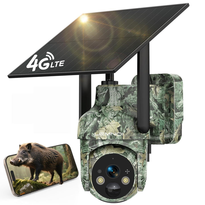 Lemnoi 4G LTE Solar Wildkamera mit SIM Karte Vorinstalliert, Akku Wildkamera mit Bewegungsmelder, 2K