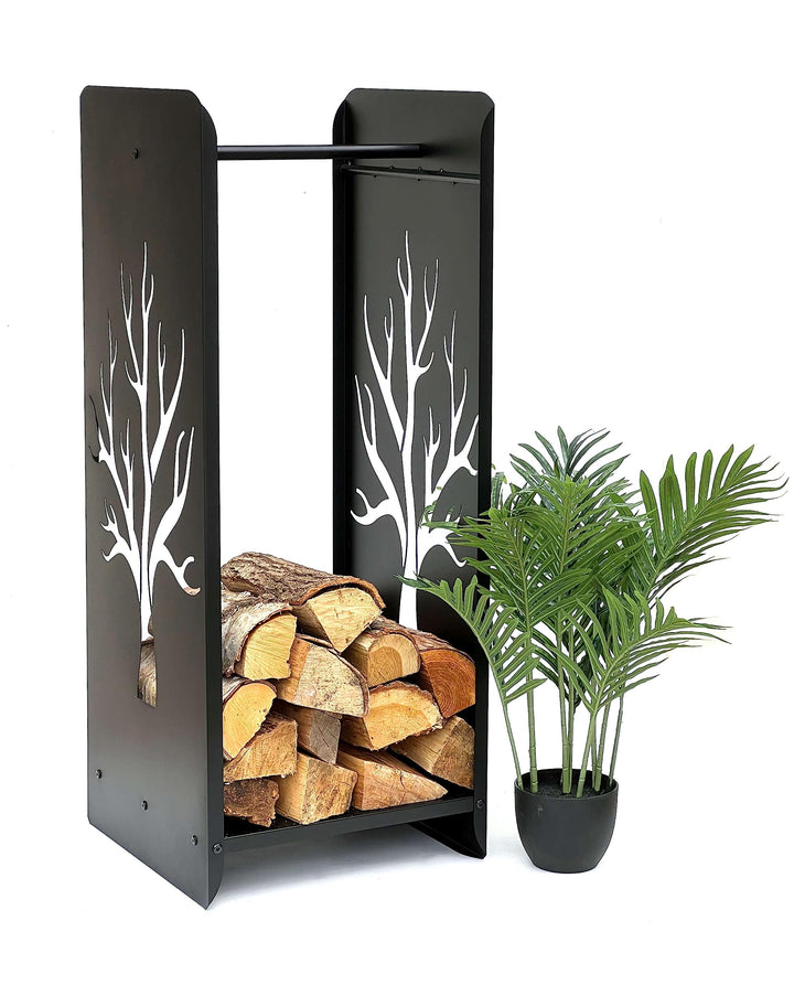 DanDiBo Kaminholzregal Innen Metall Schwarz 100 cm Kaminholzständer 96428 Brennholzregal Schmal Kami