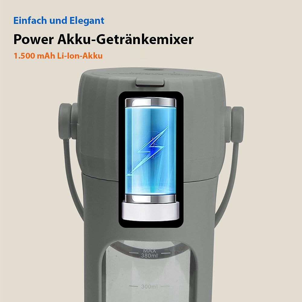 Rosenstein & Söhne Standmixer: Power Akku-Getränkemixer 100 W, 6 Klingen, 1.500 mAh, BPA-frei, USB-C