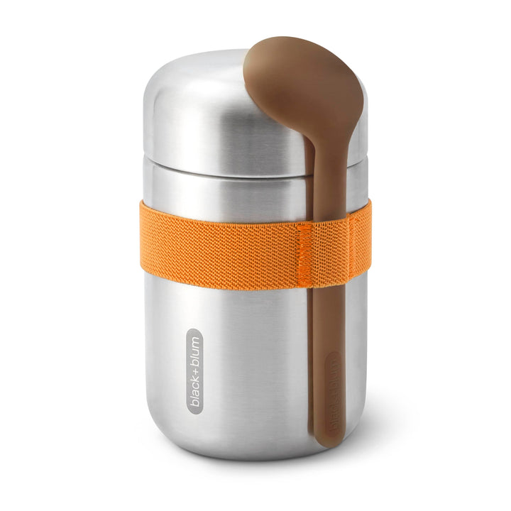 BLACK + BLUM Food Flask Thermobecher 400 ml | Orange | Thermobehälter Essen hält 6h heiss & 8h kalt