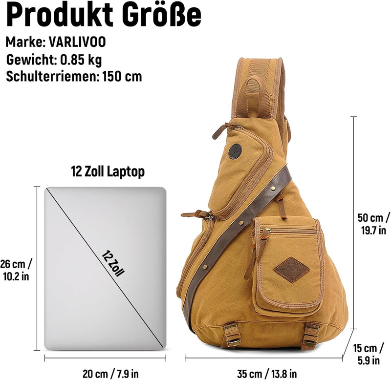 VARLIVOO Herren Sling Bag Crossbody Bag Schultertasche Wandern Reisen Camping Radfahren Bergsteigen