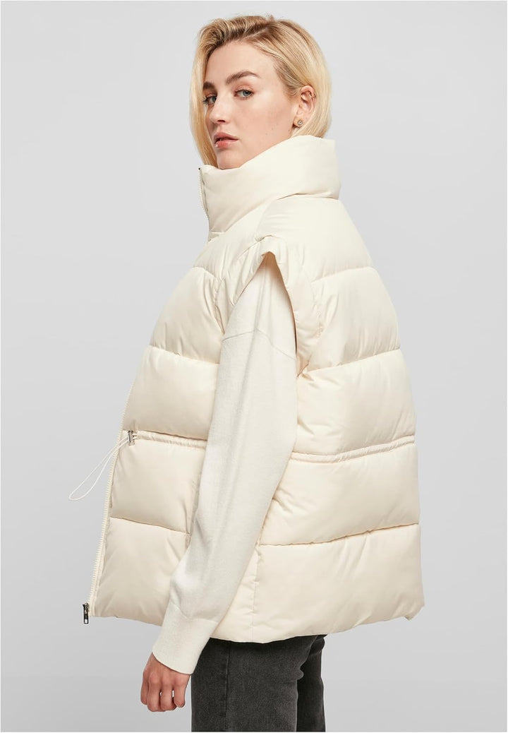 Urban Classics Damen Ladies Waisted Puffer Vest Weste M Whitesand, M Whitesand
