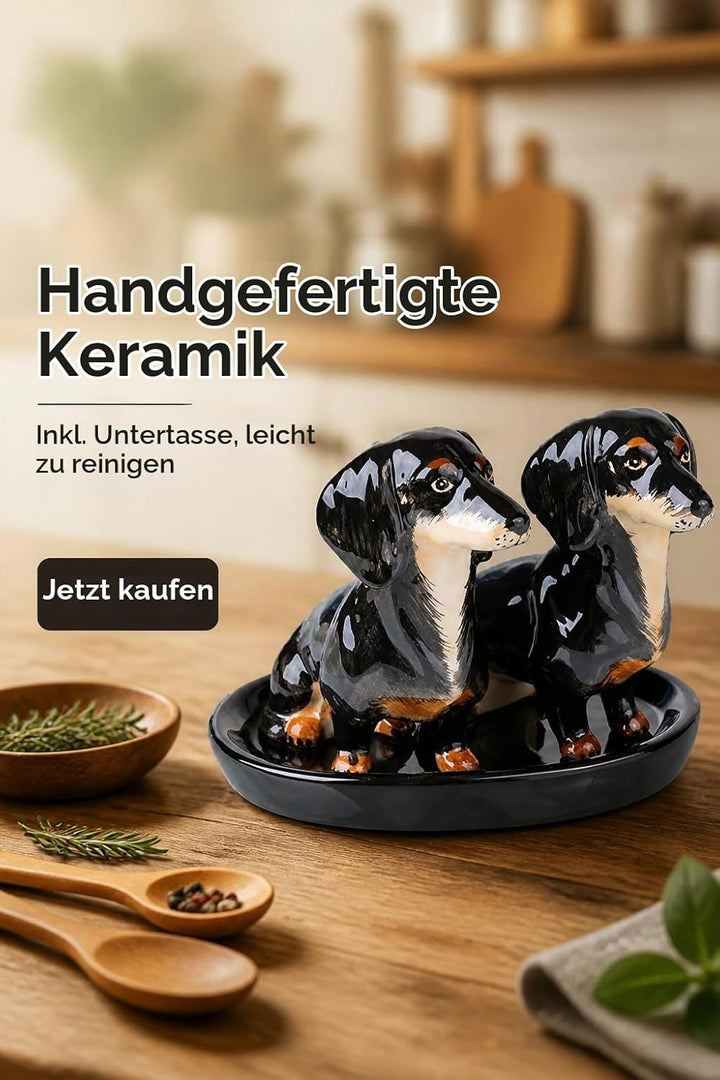 Dackel Salz und Pfefferstreuer Set Keramik