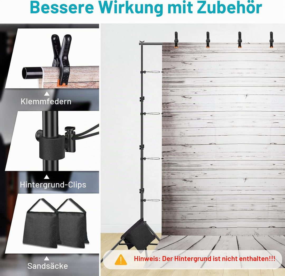 EMART Foto Hintergrund Ständer 2,6 x 3 m, Verstellbarer Hintergrundständer, Studio Hintergrundsystem