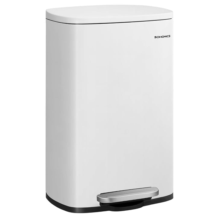SONGMICS Mülleimer Küche, 50 Liter, Abfalleimer, Treteimer, mit Deckel, Softclose, Fusspedal, Stahl,