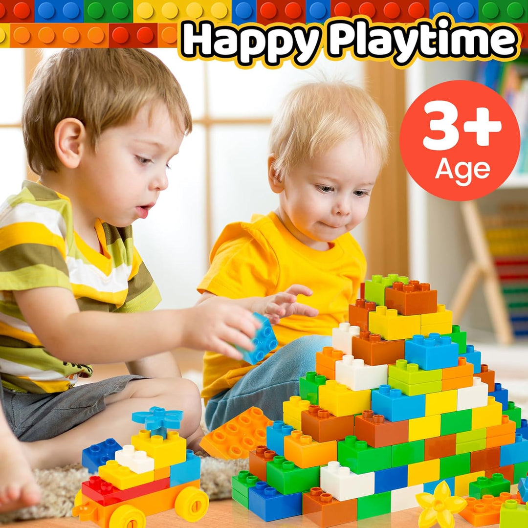 WYSWYG® Grosse Bausteine Set, 81 Stück Bausteine und 2 Bauplatten - Kompatibel, für Kinder ab 3-4-5-