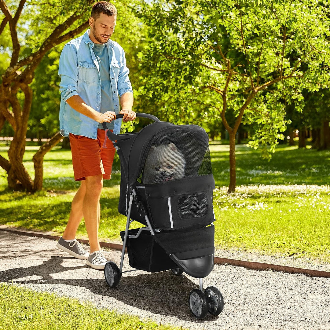PawHut Hundewagen Hundebuggy klappbar für Hunde &amp; Katzen bis 10 kg Katzenbuggy mit Kissen Netzfenste