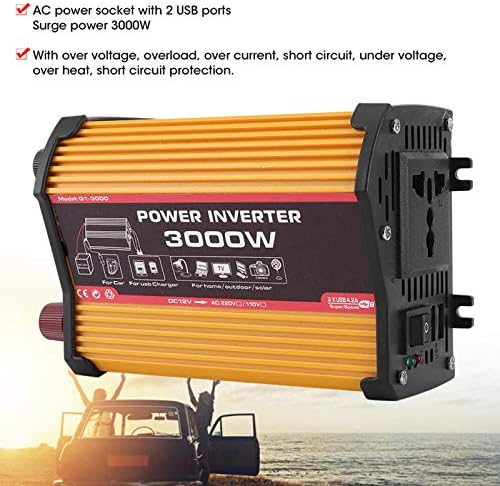 Qiilu Auto-Wechselrichter, Dual USB 300W Auto-Wechselrichter Auto-Stromrichter Modifizierter Sinusad