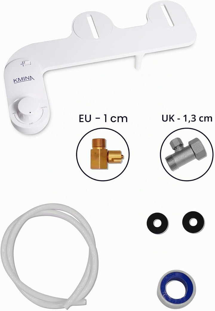 KMINA - Bidet Aufsatz für Toilette Kaltwasser 80 cm, Toilettensitz, WC Dusche, Nicht Elektrisch, Wei