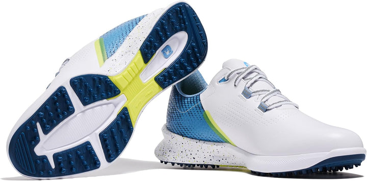 FootJoy Herren Fj Fuel Previous Season StyleGolfschuh 40 EU Weit Weiss Blau Grün, 40 EU Weit Weiss B