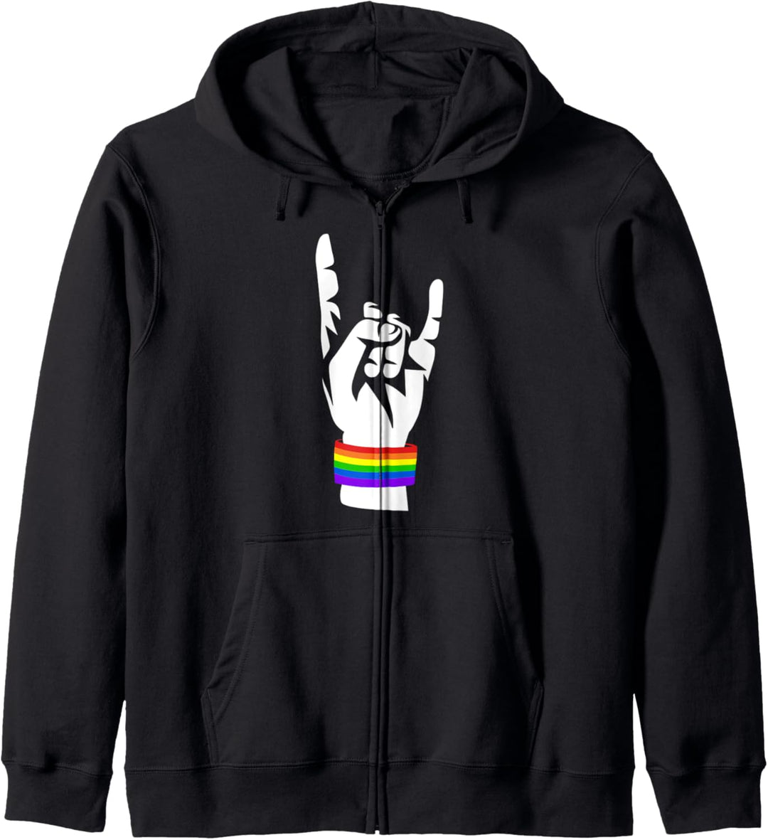 Rock Hand Fingers Rainbow LGBTQ Gay Pride Lesben LGBT Kapuzenjacke