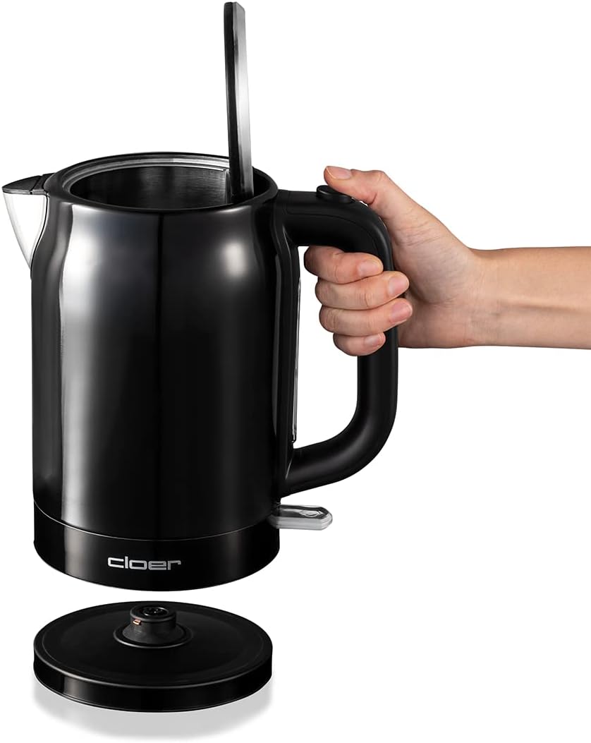 Cloer 4520 Wasserkocher Edelstahl, 2200 W, Wasserstandsanzeige, Trockengeh-und Überhitzungsschutz, 1