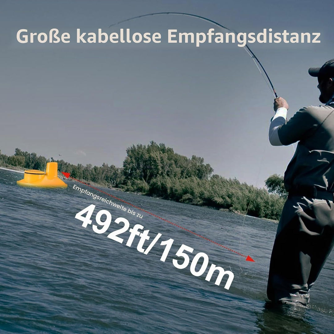 LUCKY Drahtloser Fischfinder Sonarsensor Tragbarer Sonar Fischfinder LCD Display Tiefenmesser zum An