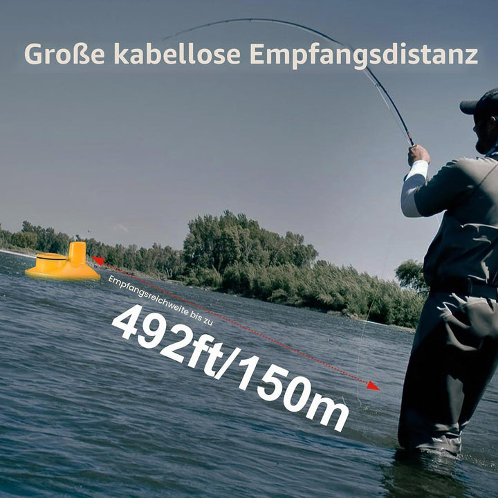 LUCKY Drahtloser Fischfinder Sonarsensor Tragbarer Sonar Fischfinder LCD Display Tiefenmesser zum An