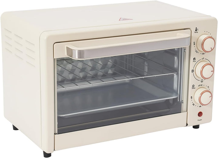22L Minibackofen Elektrobackofen mit Umluft, Kompakter Backofen mit 60 Minuten Timer, Grillrost & Ba