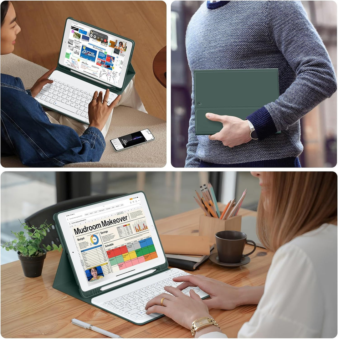 Tastatur Hülle für iPad 10.2 Zoll (9./8./7. Generation - 2021/2020/2019), Soft TPU Rückseite Gehäuse