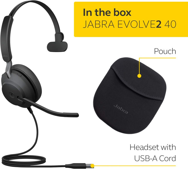 Jabra Evolve2 40 SE Kabelgebundenes Mono-Headset mit Geräuschunterdrückung – verfügt über 3-Mikrofon