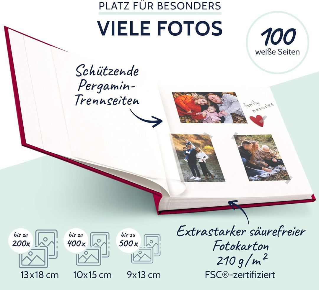 goldbuch 31807 Fotoalbum Summertime Trend, 30 x 31 cm, Fotobuch mit 100 weisse Seiten & Pergamin Tre