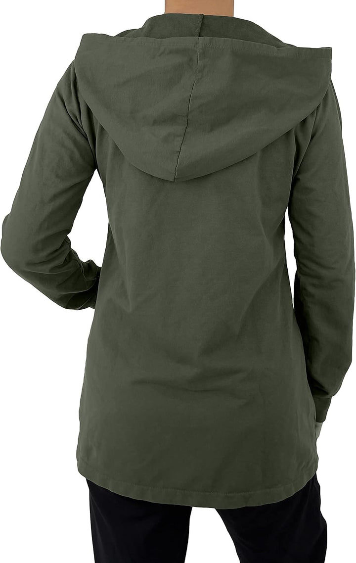 JOPHY & CO. Langes Sweatshirt für Frauen mit Kapuze, Reissverschluss und Taschen (cod. 9047) S Grün,