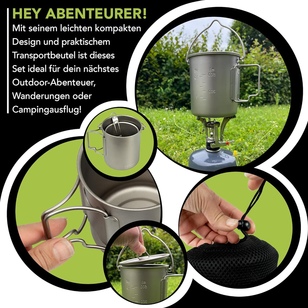 Black Snake® Wander Kochgeschirr Set 'Titanium' ultraleichtes Campinggeschirr Einheitsgrösse Titan,