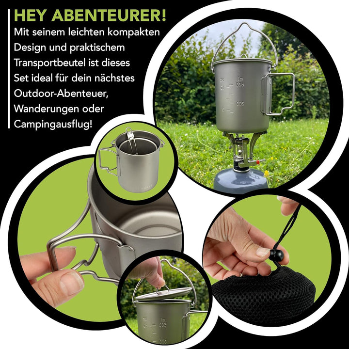 Black Snake® Wander Kochgeschirr Set 'Titanium' ultraleichtes Campinggeschirr Einheitsgrösse Titan,