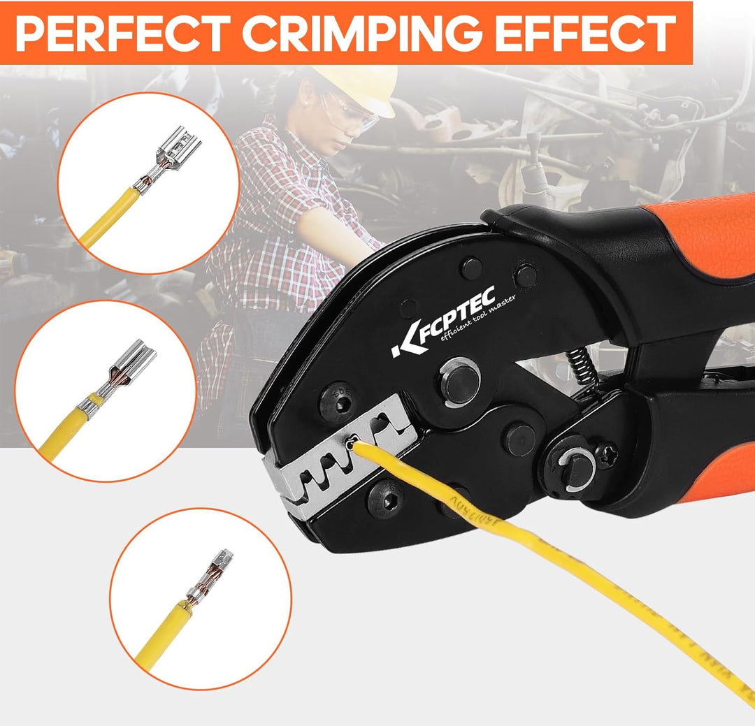 KF CPTEC Crimpzange für nicht isolierte Kabelschuhe,unisolierte Open Barrel Flachstecker, 0,25–1,5 m