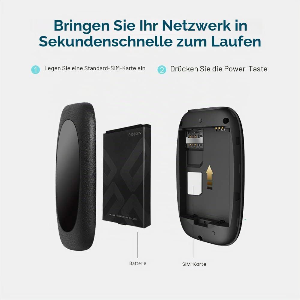 TP-Link M7200 mobiler WLAN Router (4G/LTE bis zu 150Mbit/s Download/ 50Mbit/s Upload) schwarz &amp; Arch