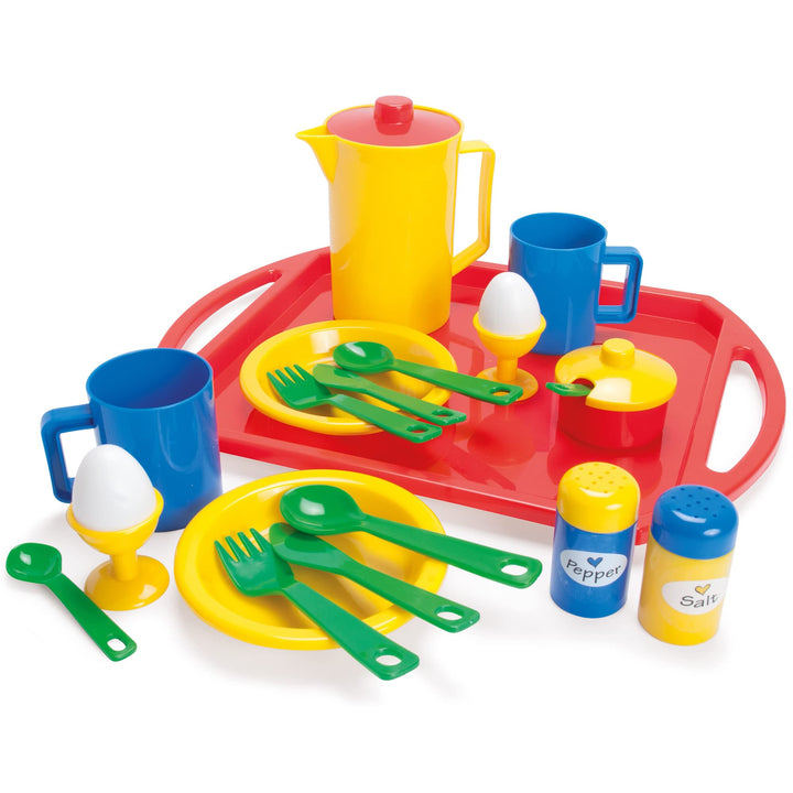 Dantoy - Frühstückset - Spielset mit Servierbrett - Kinderküche - Geschirrset - Sandspielzeug - Zube