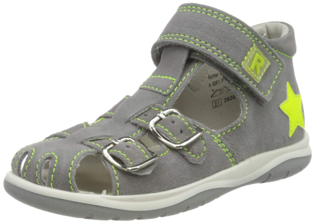 Richter Jungen Babel Geschlossene Sandalen 24 EU Grau Stone Neon Yellow 6601, 24 EU Grau Stone Neon