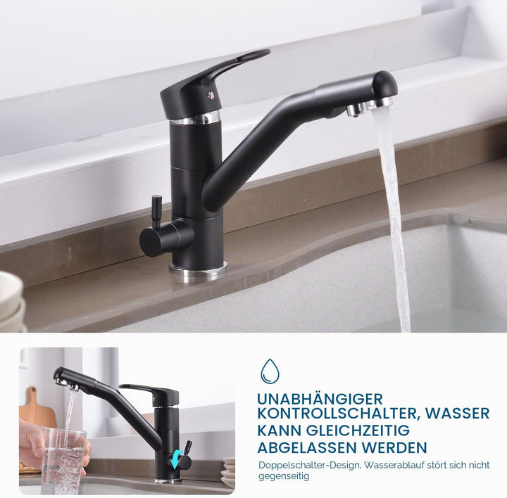 3-Wege-Küchenarmatur, 360° drehbarer Küchenarmatur, Spültischarmatur mit flexiblem Auslauf, G3/8 Zol