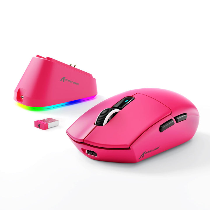 MAMBASNAKE x ATTACK SHARK G3PRO Gaming-Maus mit Magnetischer Ladestation, BT/2.4G Wireless/Kabel, Pi