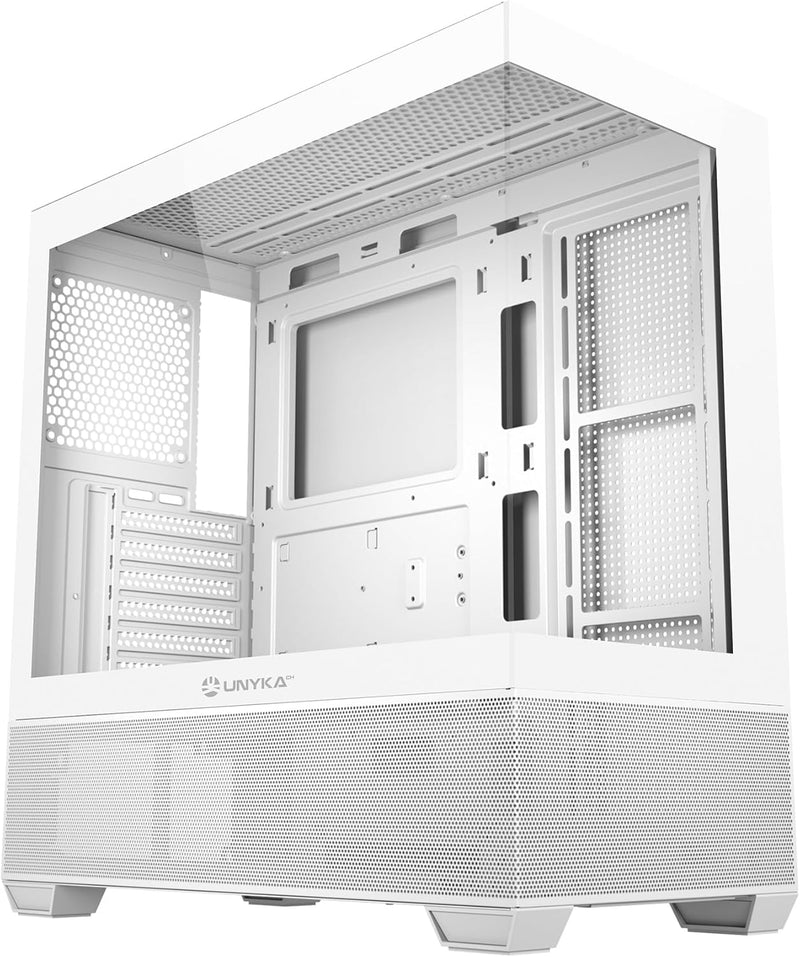 UNYKAch ATX REVELAT weisses Gehäuse mit Kapazität für Grafikkarten bis zu 425 mm und Flüssigkeitsküh