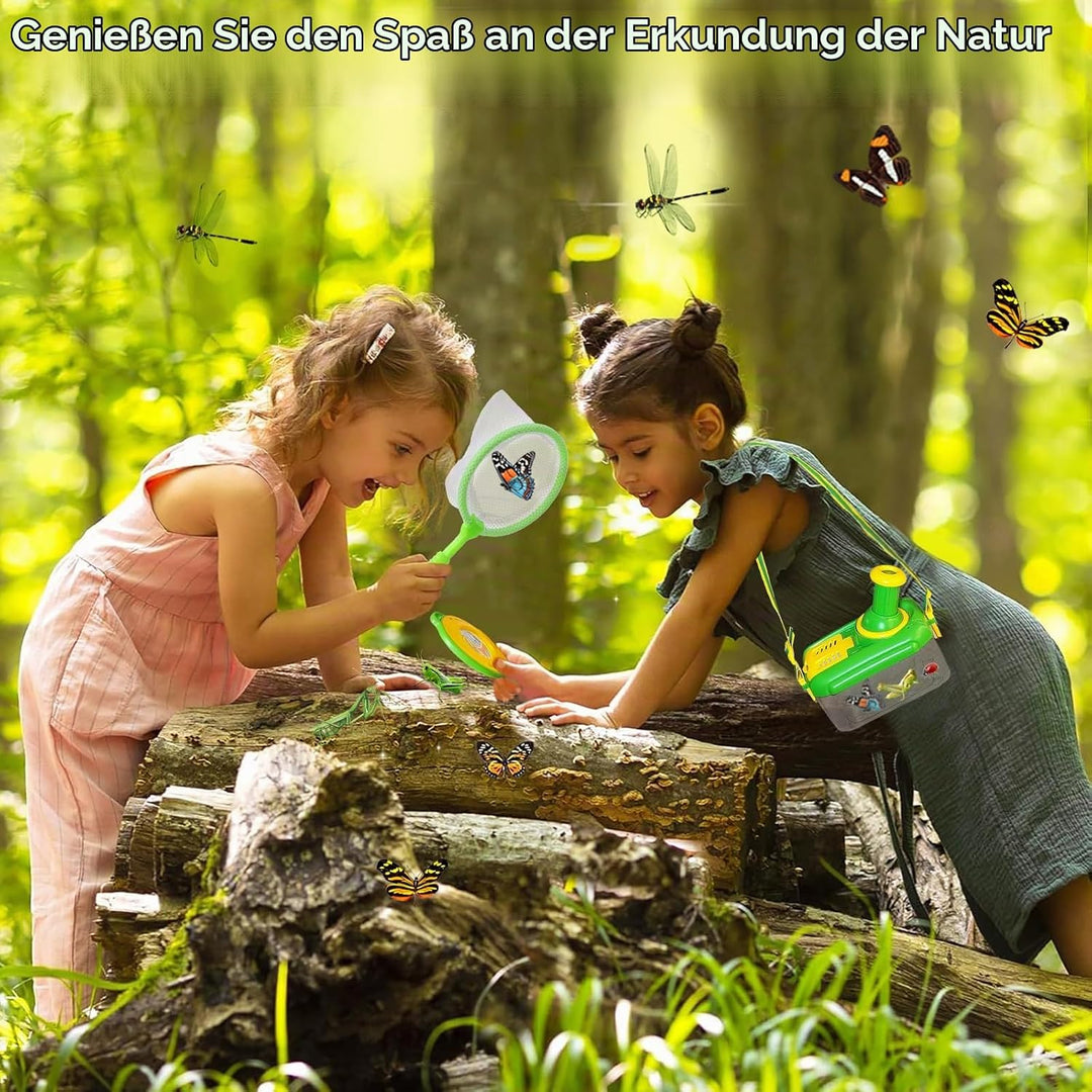 Entdecker Set für Kinder ab 4, 17 Stück Forscherset für Kinder, Insektenbox mit Drehbar Lupe, Kinder