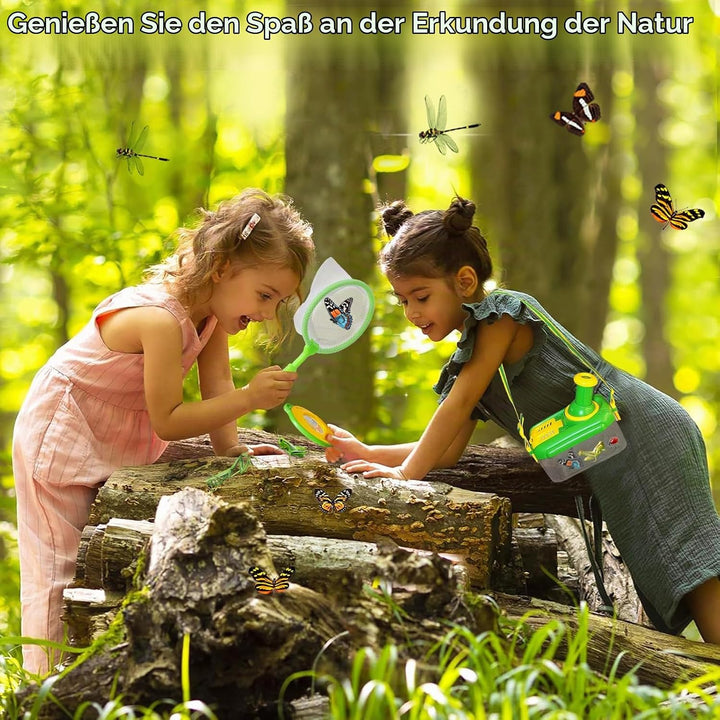 Entdecker Set für Kinder ab 4, 17 Stück Forscherset für Kinder, Insektenbox mit Drehbar Lupe, Kinder