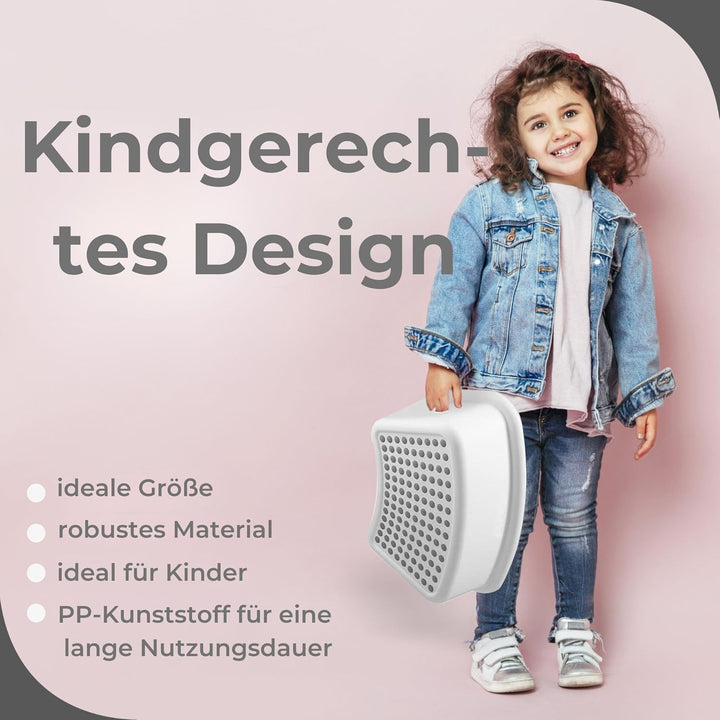 BUDDLEY PP Step Stool Weiss-Grau (2er Set) – Tritthocker Kinder, Toilette Kinder, Tritthocker Toilet
