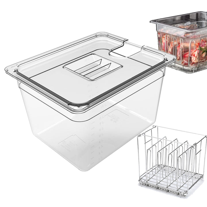 Sous Vide Behälter, 11 L 32,5x26,5x20cm Sous Vide Container mit Deckel und Rack Gastronormbehälter F