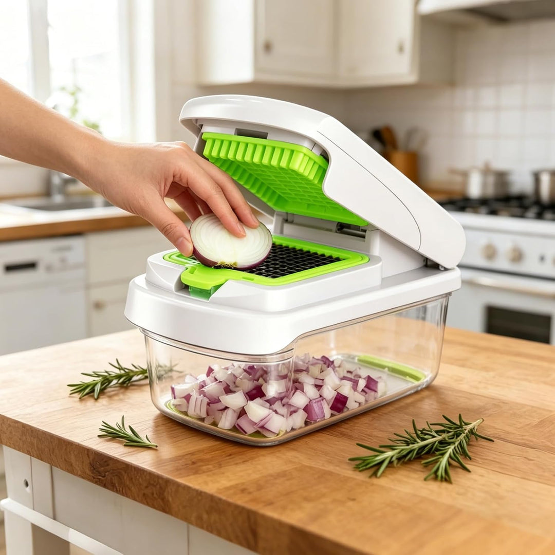 7-in-1 Gemüseschneider, Multifunktionaler Küchenschneider, Meal prep, Gemüsehobel mit 7 Klingen und
