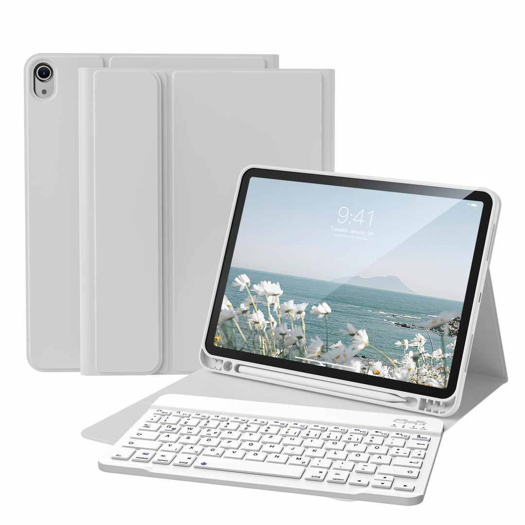 KVTVOU Tastatur Hülle für iPad 10. Generation 10,9 Zoll 2022, Bluetooth Abnehmbarer Kabellose Tastat