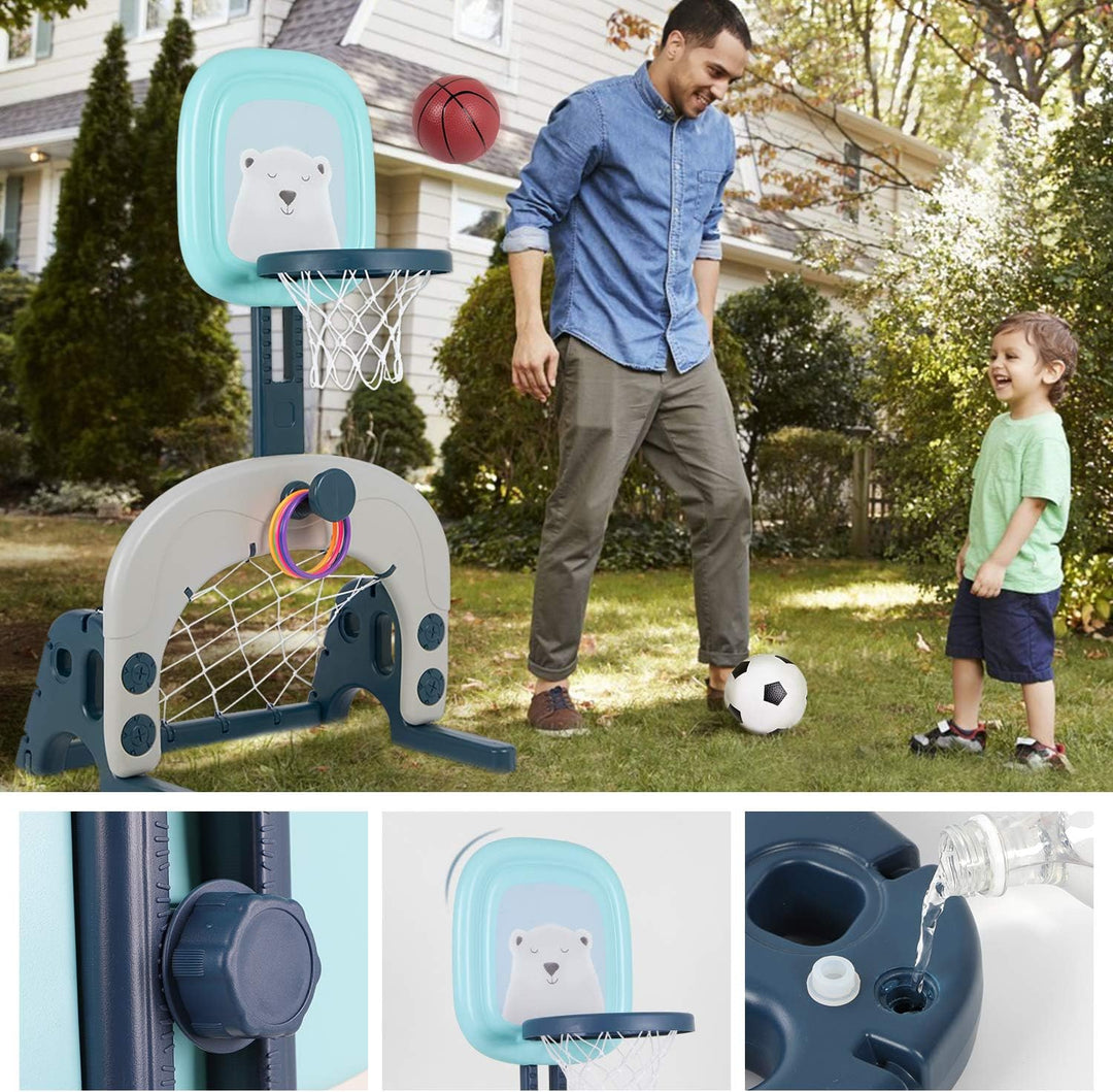 Hello-5ive Basketballkorb-Set, 3-in-1-Kinder-Basketballkorb-Ständer, einfache Punktzahl, verstellbar